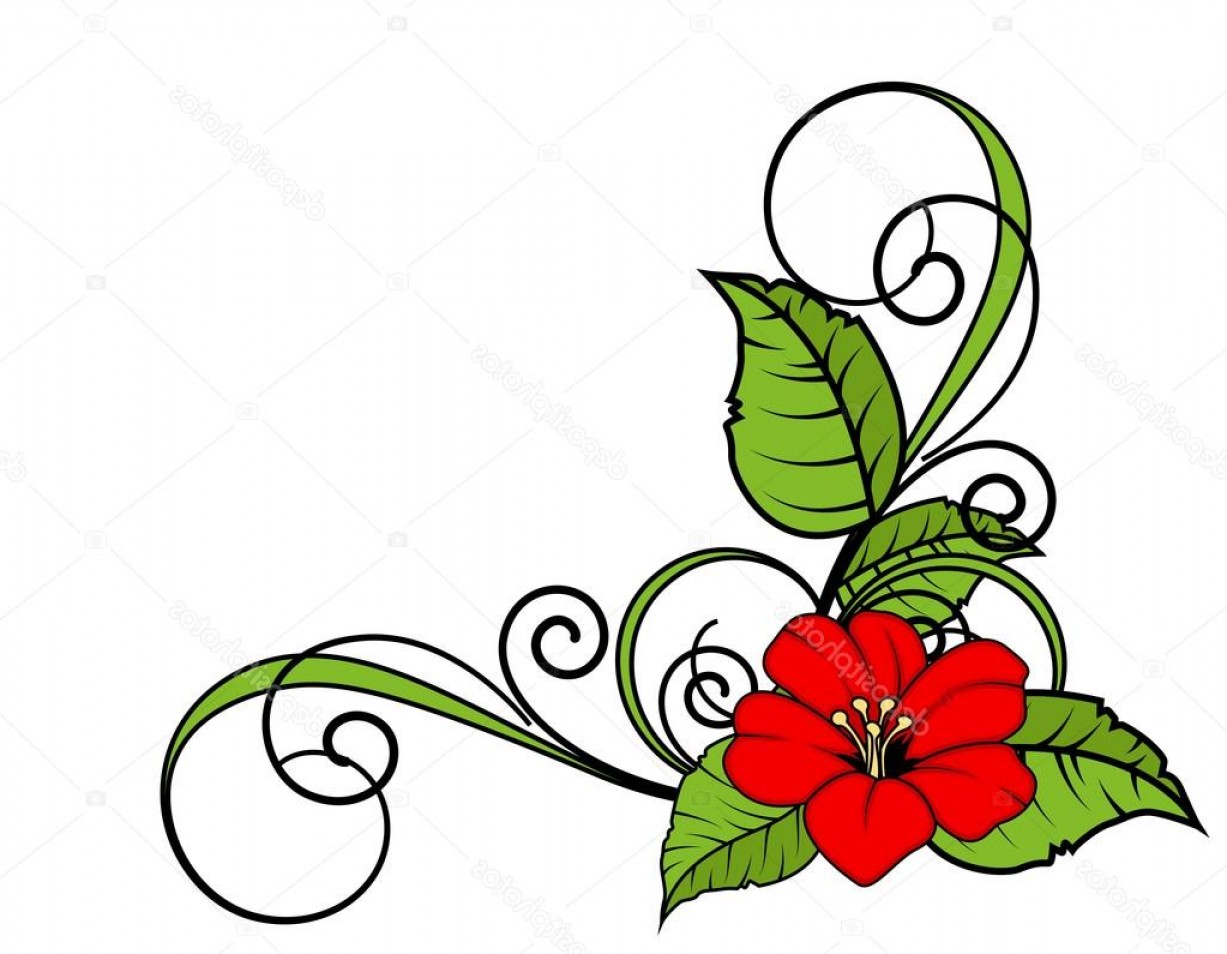 1227x954 Stock Illustration Red Flower Swirl Corner Frame Rongholland