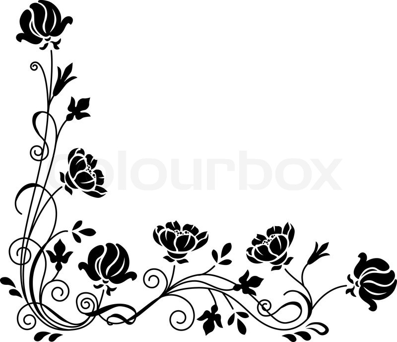 800x688 Stylized Black And White Floral Swirl Branch Stock Vector