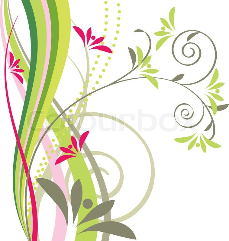 758x800 Stylized Floral Design Element With Flowers And Swirls Stock