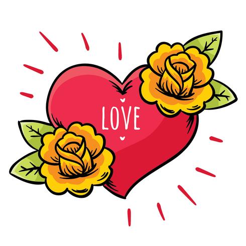 490x490 Heart And Flowers Tattoo Vector