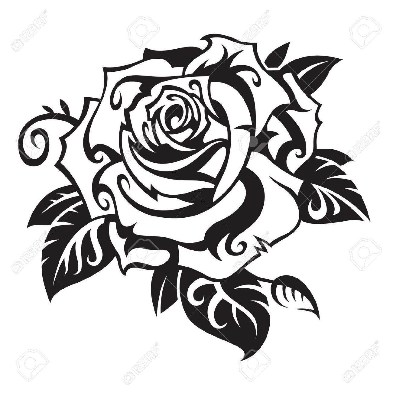 1300x1300 Rose Tattoo Vector