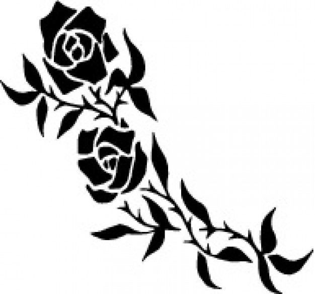 626x583 Roses Branch Tattoo Vector Free Download