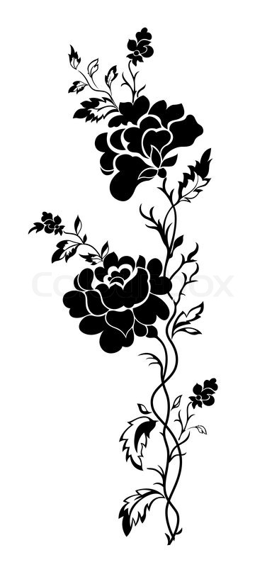 384x800 Vector Flower Pattern A Rose, Tattoo Stock Vector Colourbox