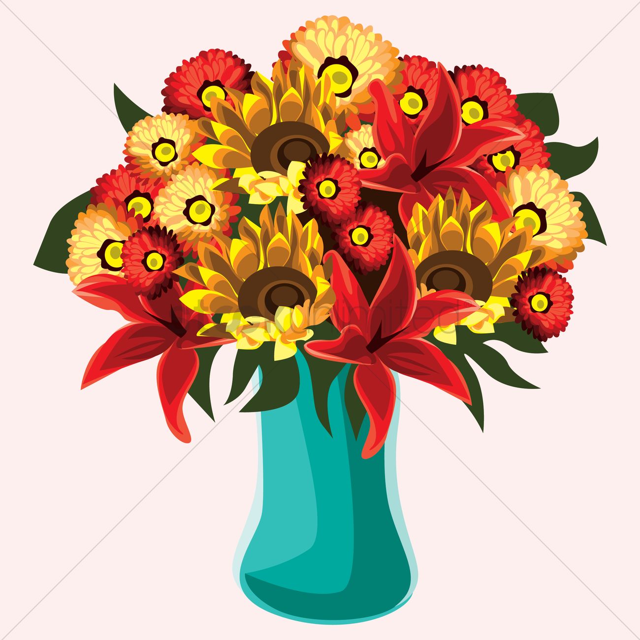 1300x1300 Free Color Full Flowers In A Vase Vector Image