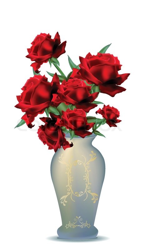 456x800 Beautiful Flower Vase Filled With Red Roses, Vector Illustration