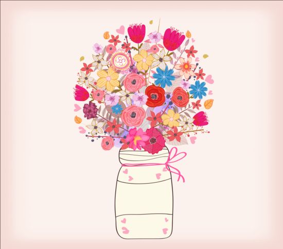 550x484 Watercolor Painting Flowers With Vase Vector 02 Free Download