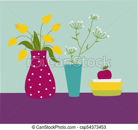 450x424 Yellow Tulips In A Red Vase. Yellow Tulips Flower In A Cute Red