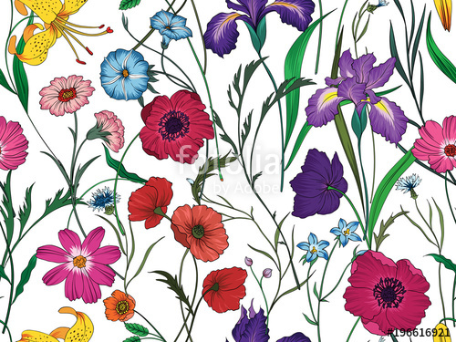 500x375 Beautiful Seamless Floral Pattern . Flower Vector Illustration