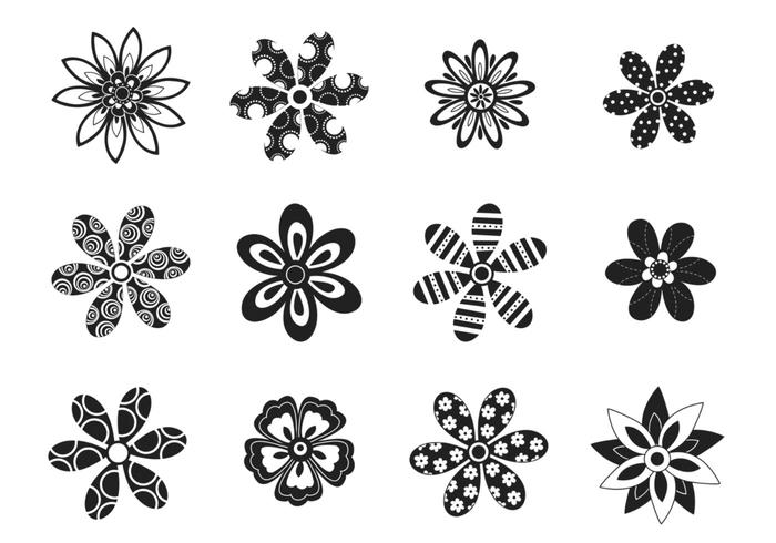 700x490 Decorative Black And White Flower Vector Pack