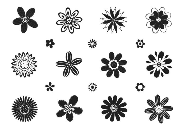 700x490 Stylized Black And White Flower Vector Pack
