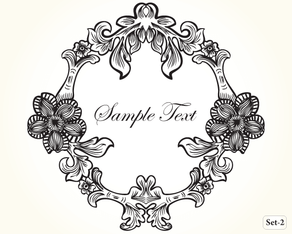 600x482 Vintage Floral Frame Vector Set 2 Vector Amp Photoshop Brushes