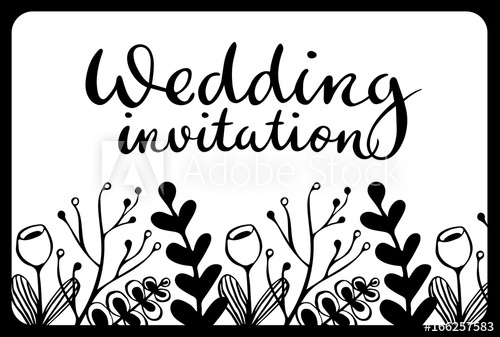 500x337 Vintage Wedding Invitation Card With Black Scandinavian Leaves And
