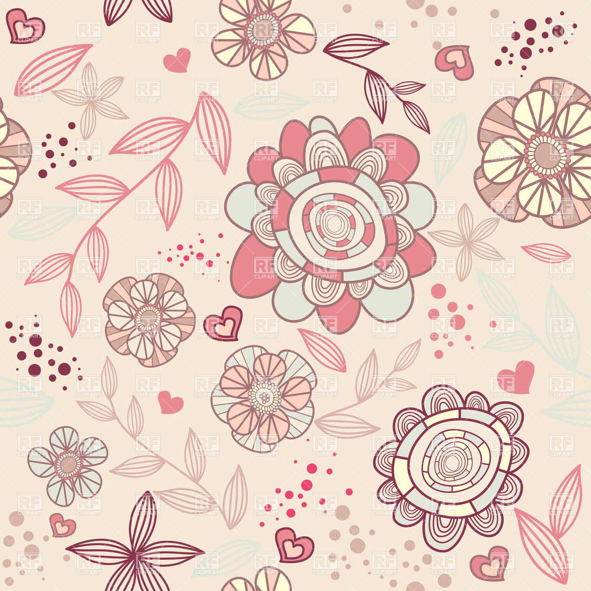 1200x1200 Seamless Romantic Pastel Wallpaper With Stylized Flowers Vector