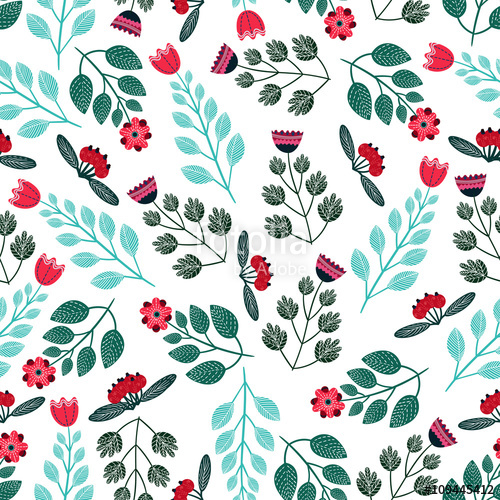 500x500 Colorful Vintage Flowers Vector Seamless Pattern With Vintage