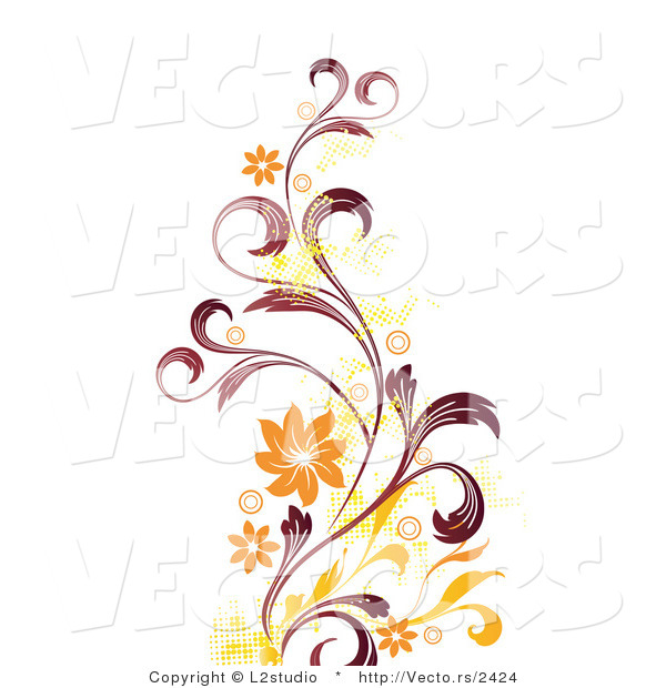 600x620 Flower Vine Vector Clipart