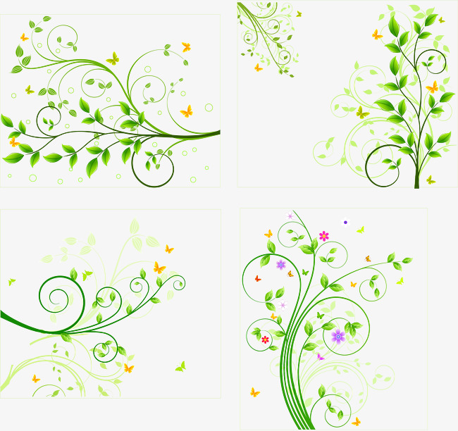 650x612 Green Flower Vine Pattern Vector, Green Vector, Flower Vector