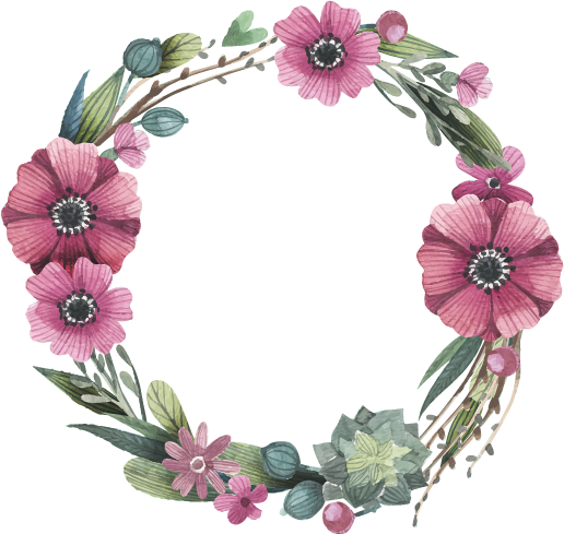 516x489 Flower Watercolor Painting Wreath