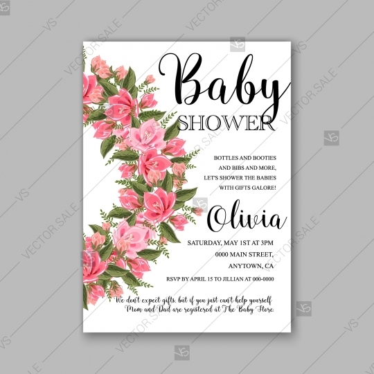 540x540 Baby Shower Floral Invitation With Hibiscus Flower And Tropical