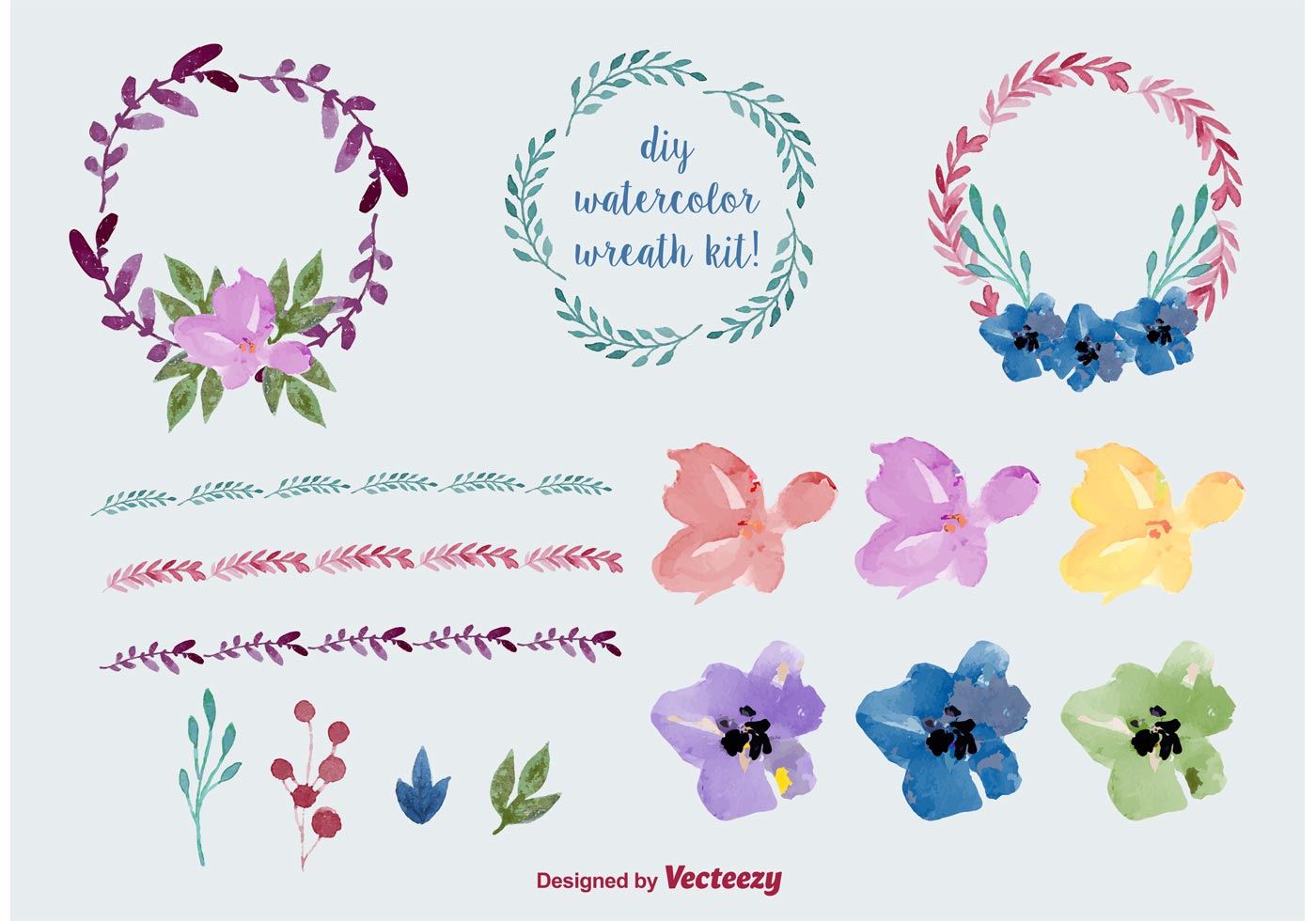 1400x980 Watercolor Floral Wreath Vectors