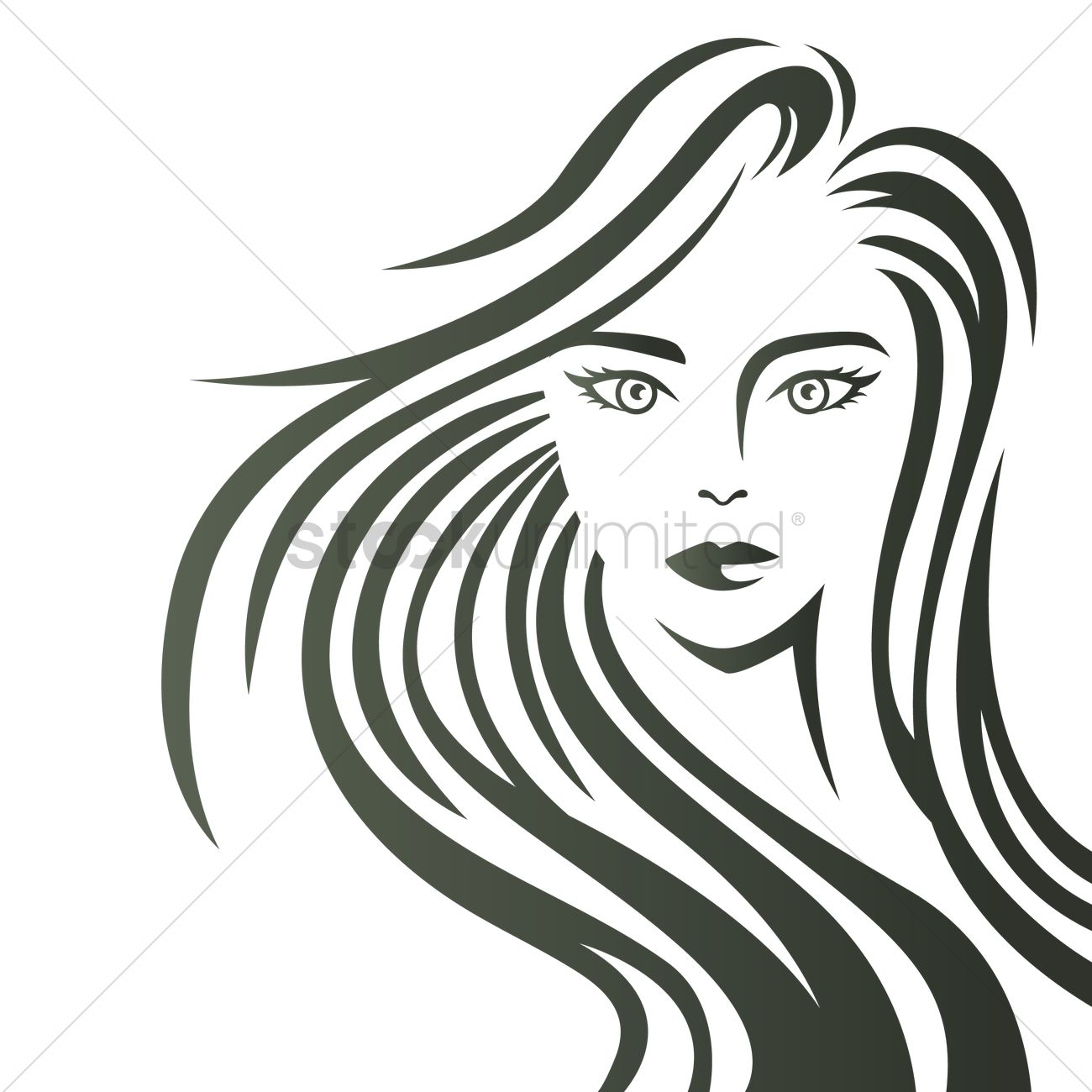 1300x1300 Artistic Design Of Woman With Flowing Hair Vector Image