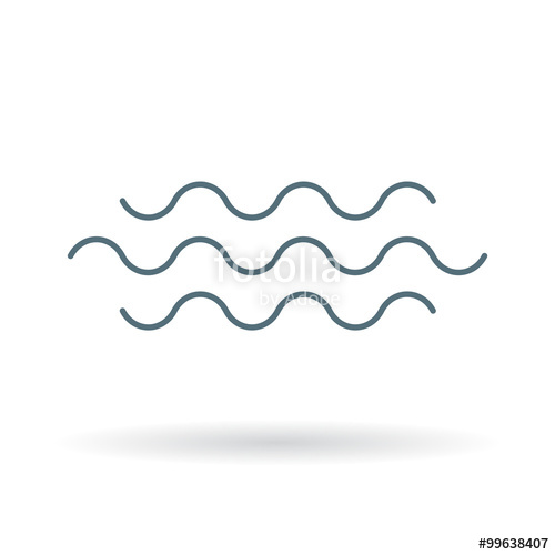 500x500 Water Flow Icon. River Crossing Sign. Flowing Water Symbol. Thin