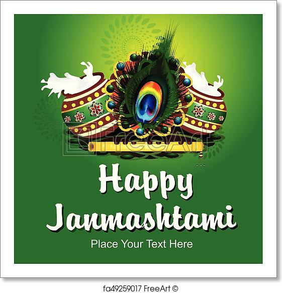 561x581 Free Art Print Of Happy Janmashtami Backround With Flute Vector