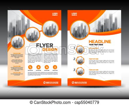 450x366 Business Brochure Flyer Template Vector Illustration, Orange Cover