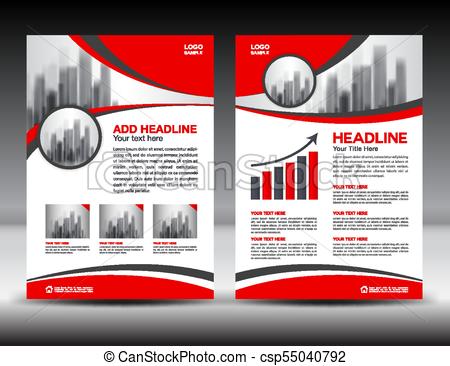450x366 Business Brochure Flyer Template Vector Illustration, Red Cover
