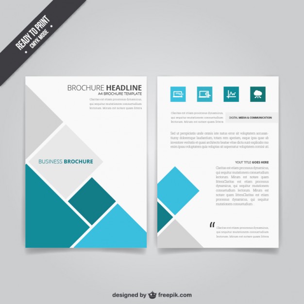 626x626 Business Brochure With Squares Vector Free Download