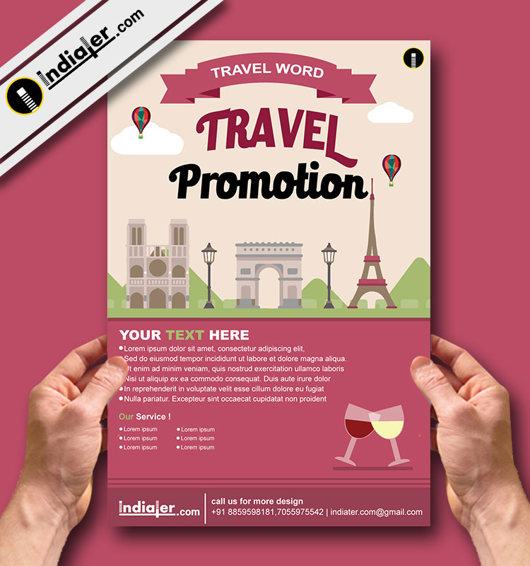 750x800 Free World Travel Promotion Flyer Vector