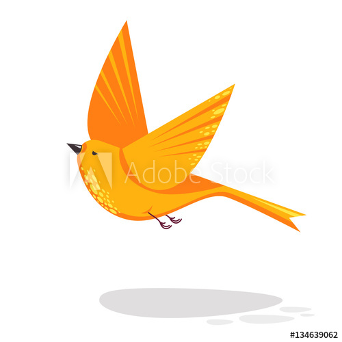 500x500 Flying Bird Vector Flat Style Illustration. Minimalistic