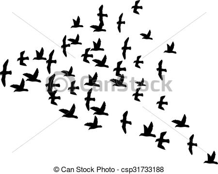 450x358 A Flock Of Flying Birds (Silhouette Of The Birds In Flight)