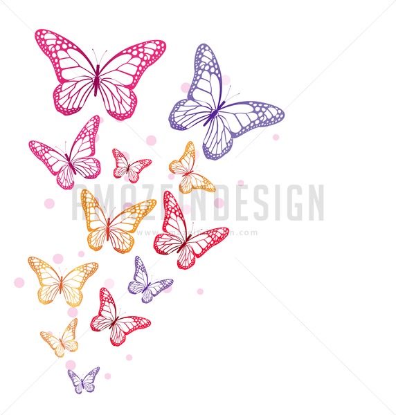 572x600 Flying Butterflies Vector Illusration
