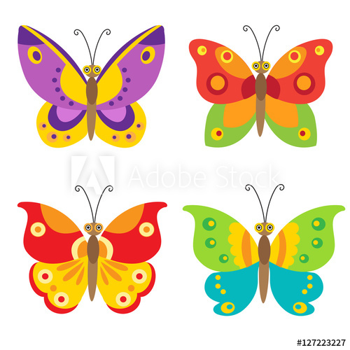 500x500 Set Of Simple Flying Butterfly. Butterfly Vector Set Icons
