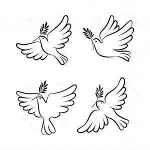300x300 Stock Illustration Flying Dove Vector Sketch Set Dove Peace