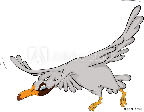 500x389 Flying Goose. Cartoon