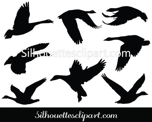 500x400 Goose Flying Silhouette Vector Graphics Silhouettes Vector