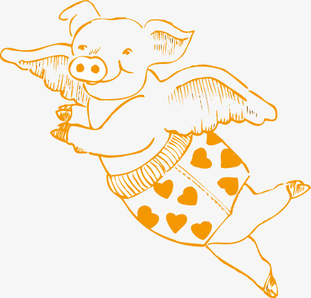 452x433 Flying Pig Vector Cartoon Yellow, Pig Vector, Cartoon Vector