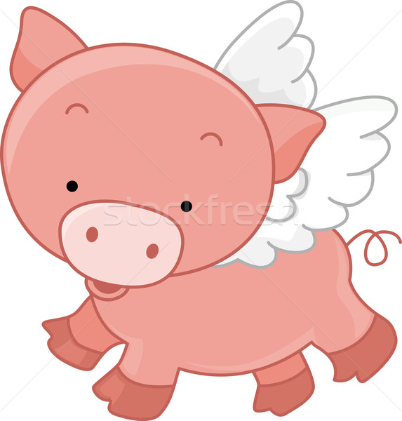 573x600 Flying Pig Vector Illustration Lenm ( 1847581) Stockfresh