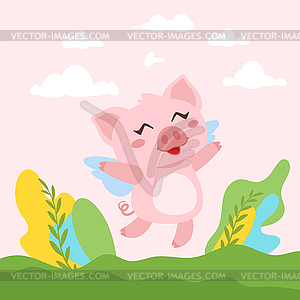 300x300 Cute Pink Flying Pig