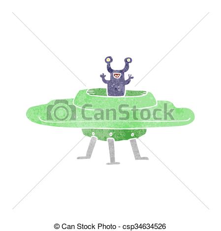 449x470 Freehand Retro Cartoon Flying Saucer Vector Illustration