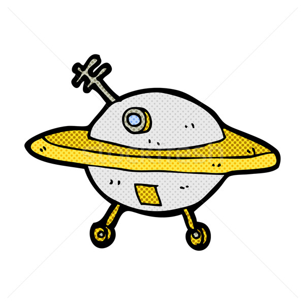 600x600 Comic Cartoon Flying Saucer Vector Illustration Lineartestpilot