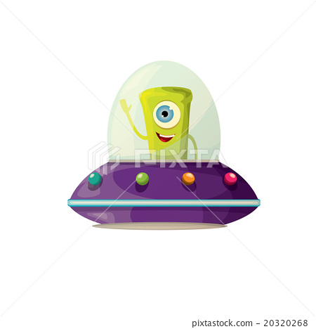 450x468 Ufo. Green Alien Vector. Flying Saucer