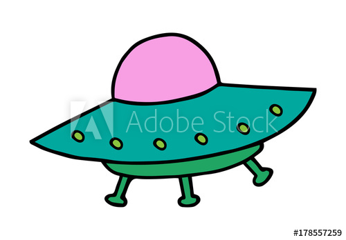 500x348 Cute Colorful Ufo, Flying Saucer Vector Illustration Doodle