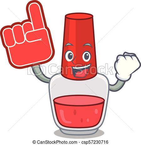 450x463 Foam Finger Nail Polish Mascot Cartoon Vector Illustration.