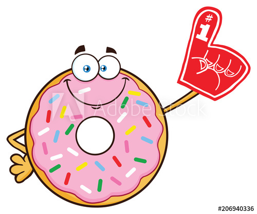 500x417 Smiling Donut Cartoon Mascot Character With Sprinkles Wearing A