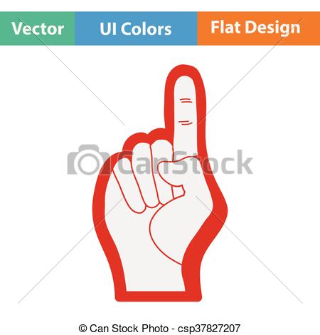 450x470 American Football Foam Finger Icon. Flat Color Design. Vector
