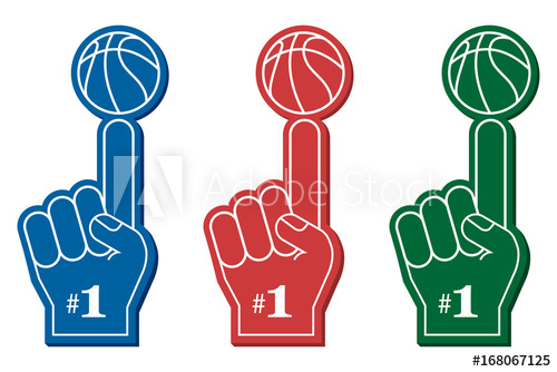 500x334 Basketball Fan, Number 1 Fan. Red Foam Finger, Vector Illustration