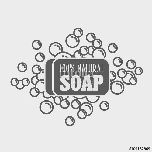 500x500 Natural Soap With Foam. Vector Logo, Label Or Sign Template Stock