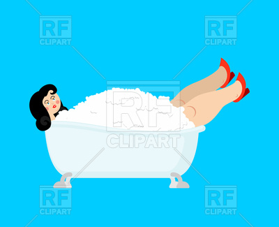 400x325 Woman Take A Bath With Foam Vector Image Vector Artwork Of